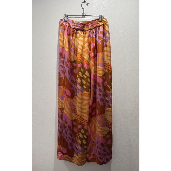 Christian Lacroix Size Medium High Waisted Wide Leg Satin Colorful Pants - Picture 2 of 15